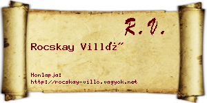 Rocskay Villő névjegykártya